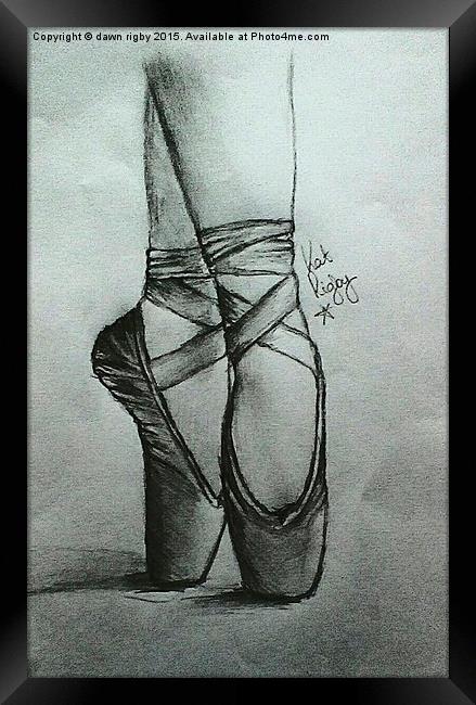  Ballet Shoes in Charcoal Framed Print by Dawn Rigby