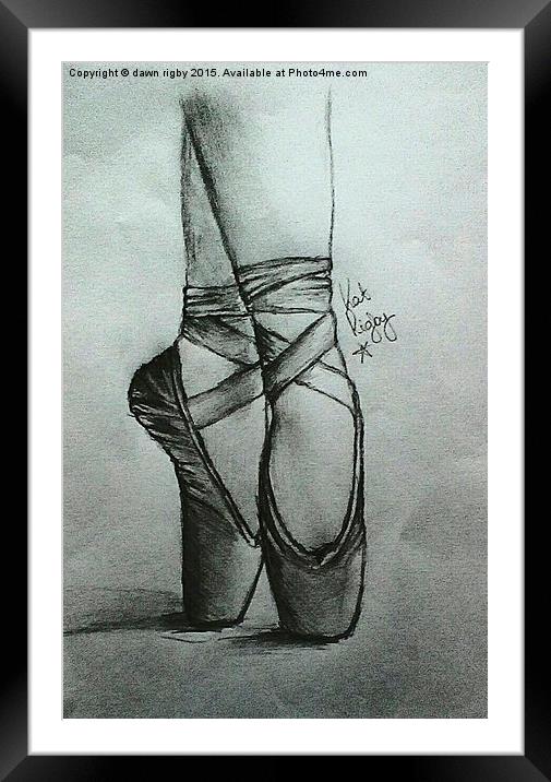  Ballet Shoes in Charcoal Framed Mounted Print by Dawn Rigby
