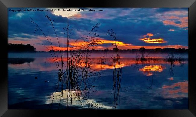  Blue sunrise with reeds Framed Print by Jeffrey Greenwood