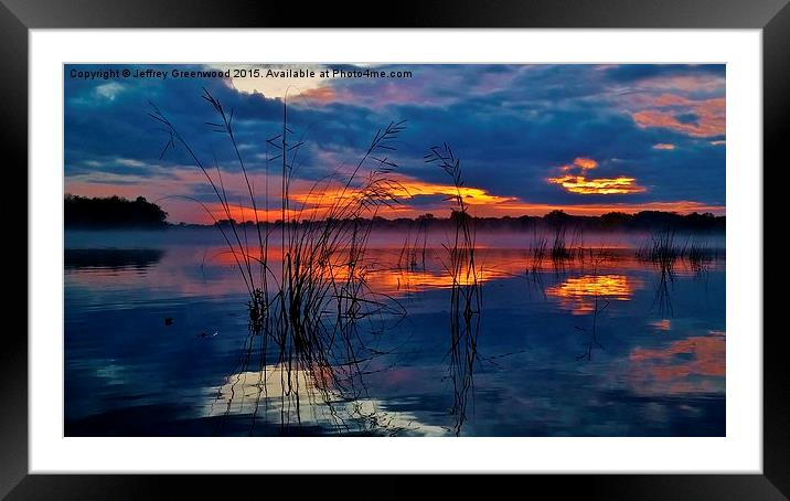  Blue sunrise with reeds Framed Mounted Print by Jeffrey Greenwood