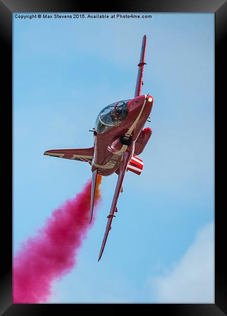  Red Arrows jet on a knife edge Framed Print by Max Stevens