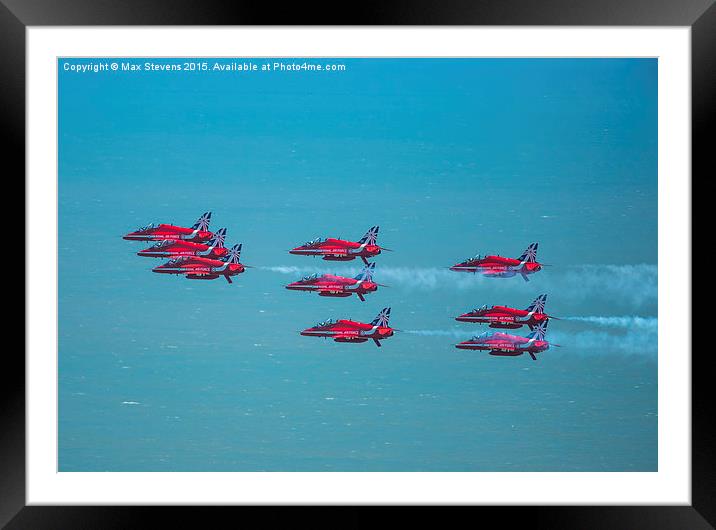  Red Arrows formation low over the sea Framed Mounted Print by Max Stevens
