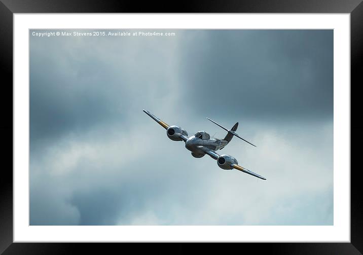  Gloster Meteor comes out of a stormy sky Framed Mounted Print by Max Stevens