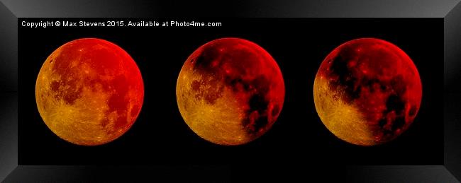  Blood Moon in three phases Framed Print by Max Stevens