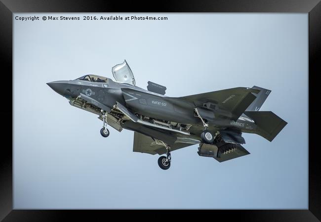 Lockheed Martin F35B in the hover Framed Print by Max Stevens