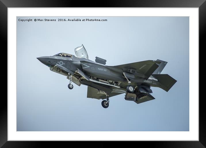 Lockheed Martin F35B in the hover Framed Mounted Print by Max Stevens