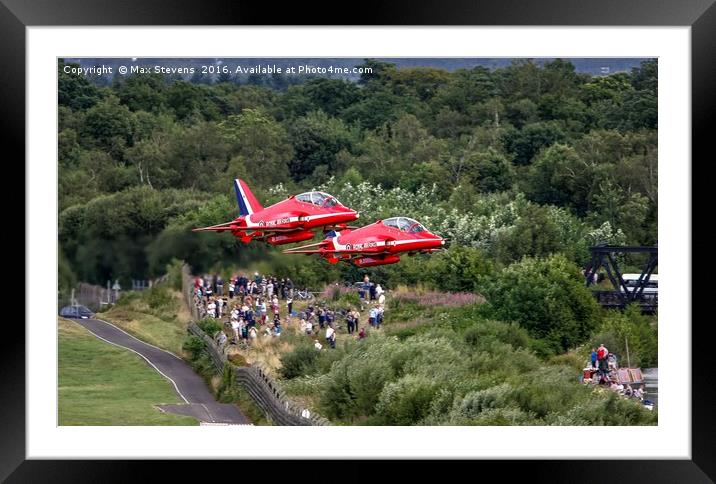 Classic Red Arrows take off at Farnborough Framed Mounted Print by Max Stevens