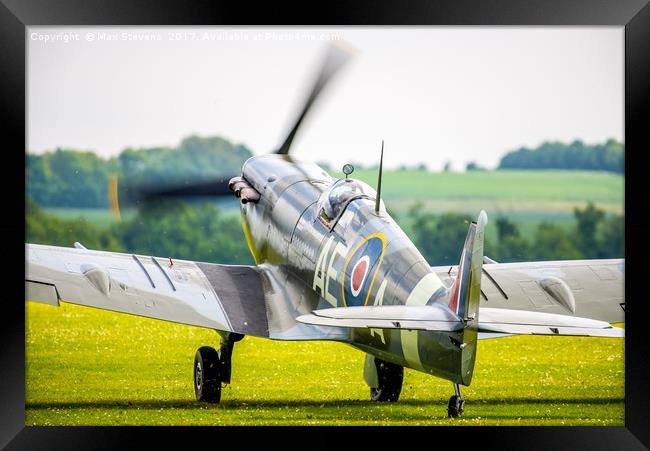 Spitfire Taxis out Framed Print by Max Stevens