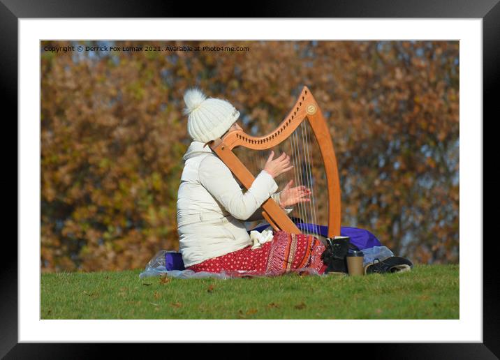 Heaton park harp player Framed Mounted Print by Derrick Fox Lomax
