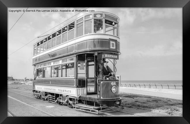 Blackpool Heritage Tram Framed Print by Derrick Fox Lomax