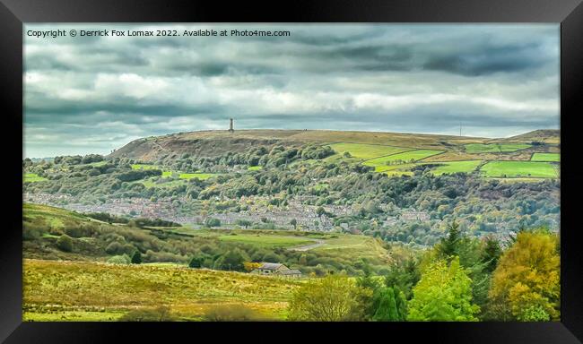 Peel tower and Ramsbottom Framed Print by Derrick Fox Lomax