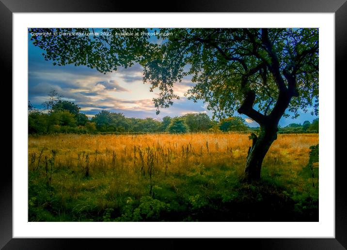 Sunset In Birtle Lancashire Framed Mounted Print by Derrick Fox Lomax