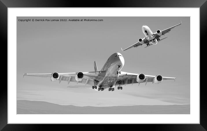 Emirates A380 Airbus Framed Mounted Print by Derrick Fox Lomax