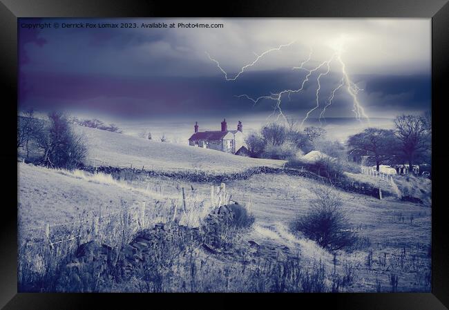 Lightning storm over birtle Framed Print by Derrick Fox Lomax