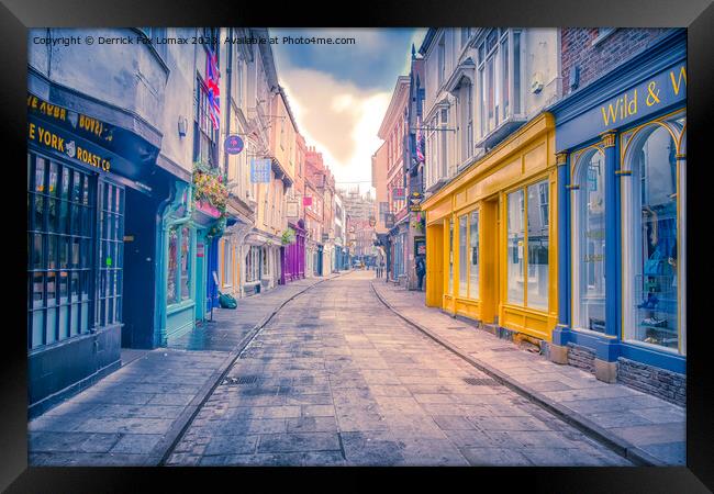 Stonegate in york city Framed Print by Derrick Fox Lomax