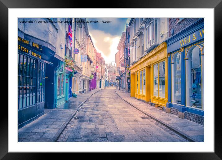 Stonegate in york city Framed Mounted Print by Derrick Fox Lomax