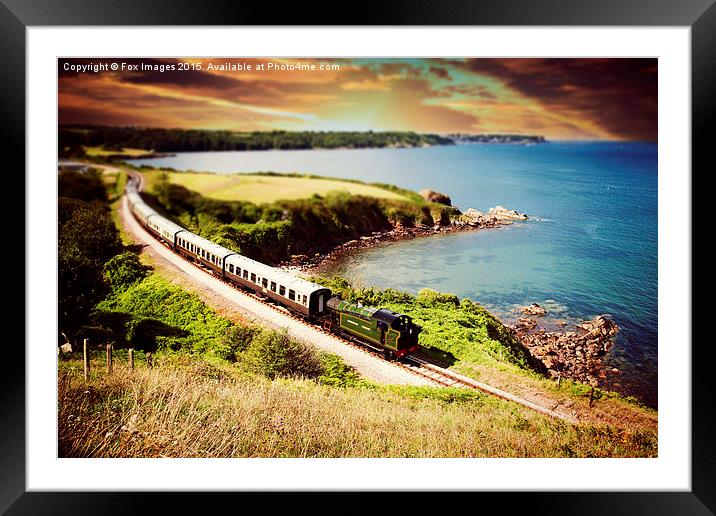 Steam train and the sea Framed Mounted Print by Derrick Fox Lomax