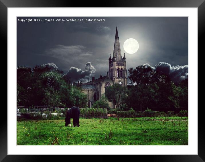  moonlight and church bury lancashire Framed Mounted Print by Derrick Fox Lomax