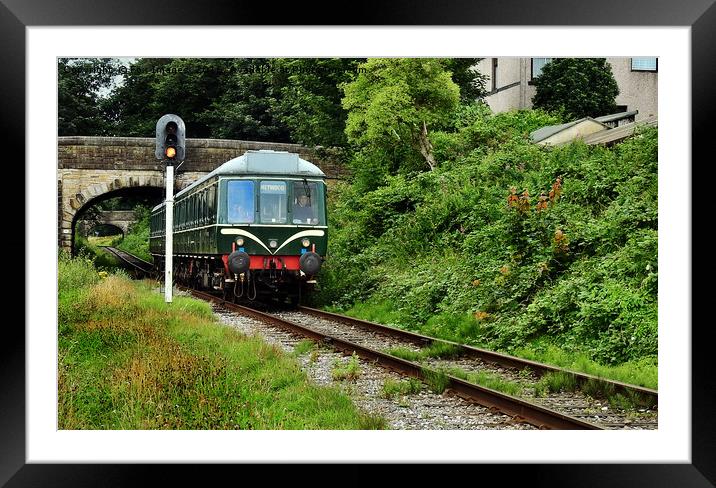 Diesel locomotive going to heywood lancashire Framed Mounted Print by Derrick Fox Lomax