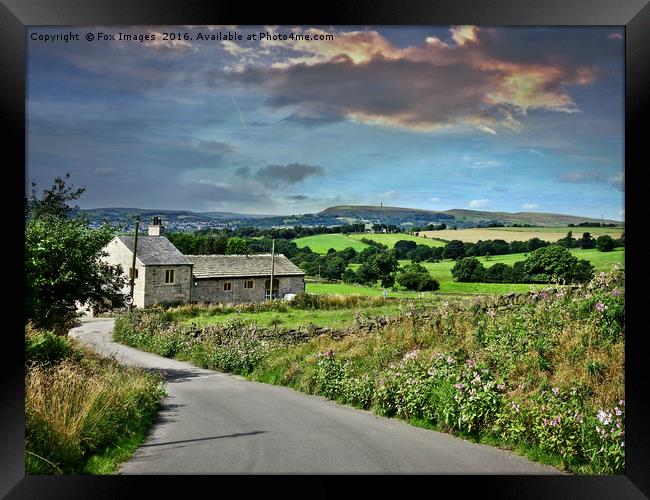 View of holcombe hill lancashire Framed Print by Derrick Fox Lomax