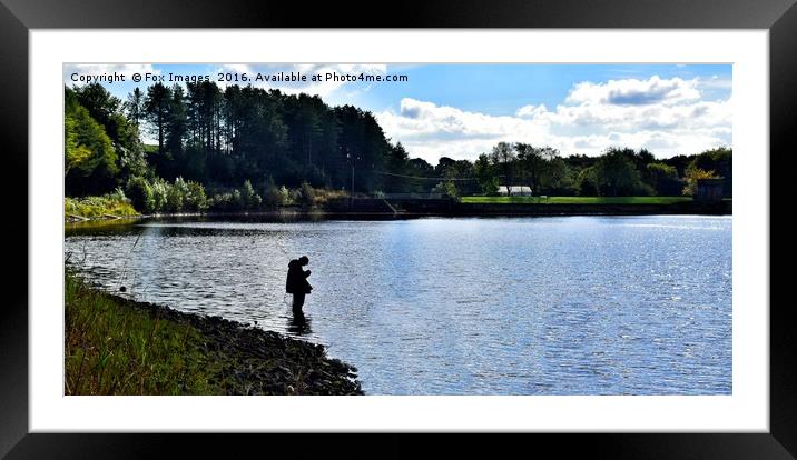 Fly fishing on the lake Framed Mounted Print by Derrick Fox Lomax