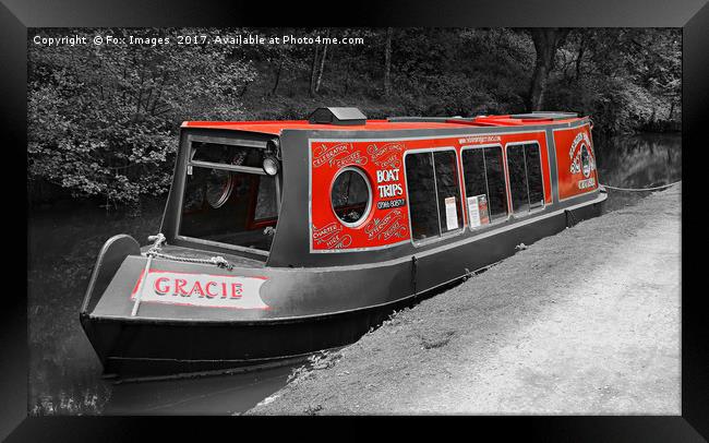 Canal Barge at hebden bridge Framed Print by Derrick Fox Lomax