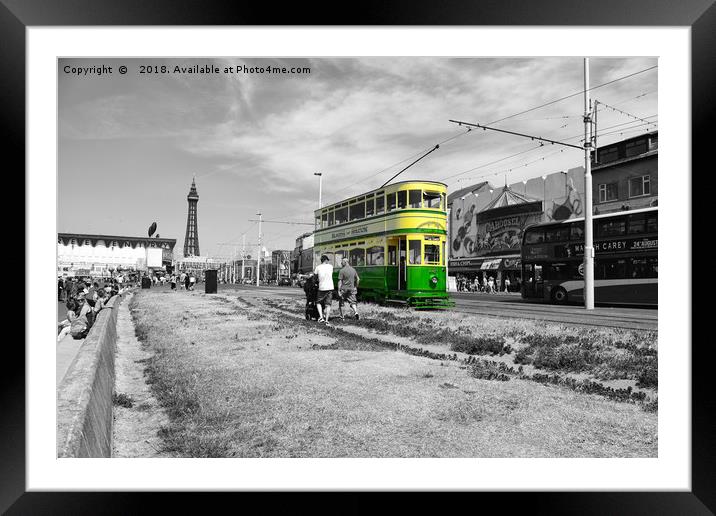 Blackpool Tram Framed Mounted Print by Derrick Fox Lomax