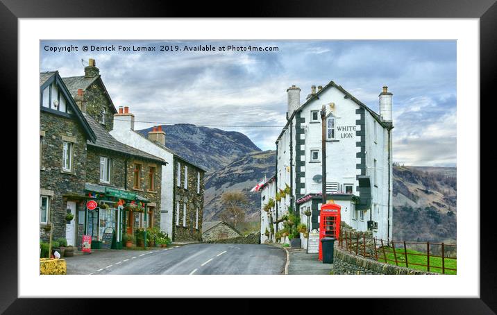 Patterdale Village Framed Mounted Print by Derrick Fox Lomax