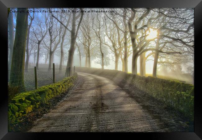 Misty morning in Birtle Framed Print by Derrick Fox Lomax