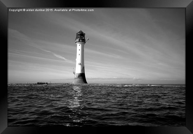  Bellrock lighthouse Arbroath low tide b&w Framed Print by aidan dunbar