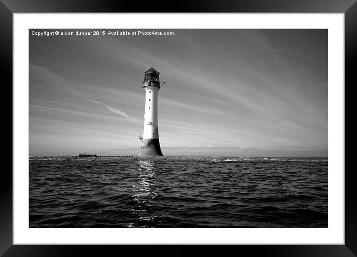  Bellrock lighthouse Arbroath low tide b&w Framed Mounted Print by aidan dunbar