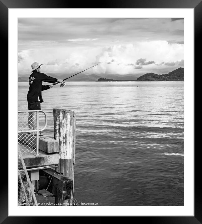 Fishing on the Palm Cove Jetty, Queensland, Australia Framed Mounted Print by Mark Poley