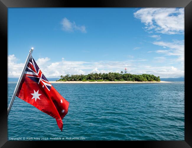 Australia Flag at Low Island, Great Barrier Reef  Framed Print by Mark Poley