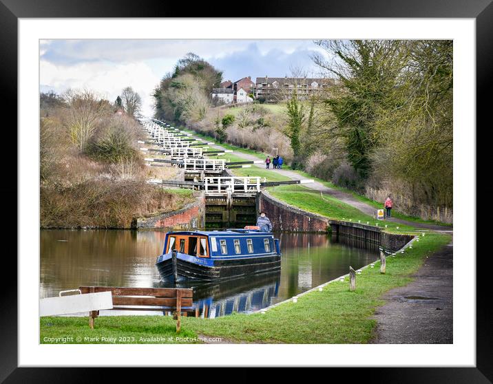 Caen Hill Locks on the Kennet and Avon Canal Framed Mounted Print by Mark Poley