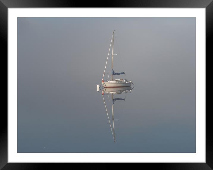 Yacht in mist Framed Mounted Print by paul green