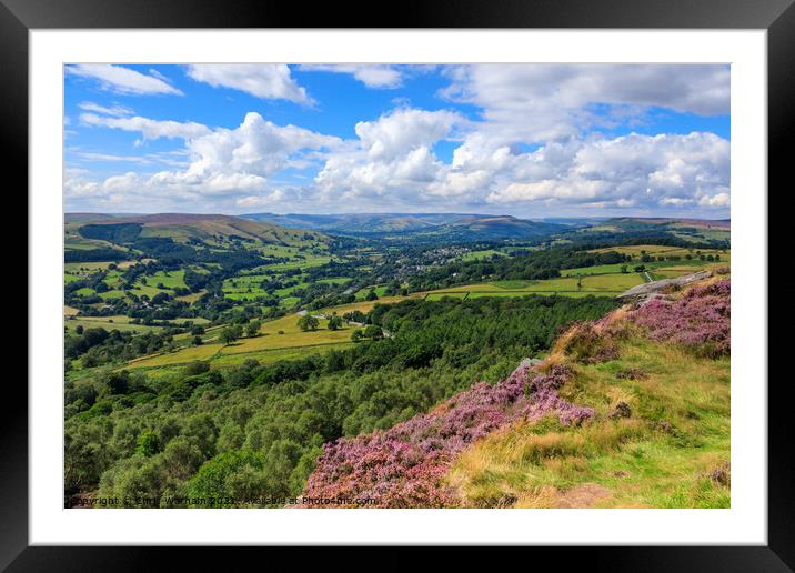 Hope Valley view from Hathersage Moor - Owler Tor  Framed Mounted Print by Chris Warham