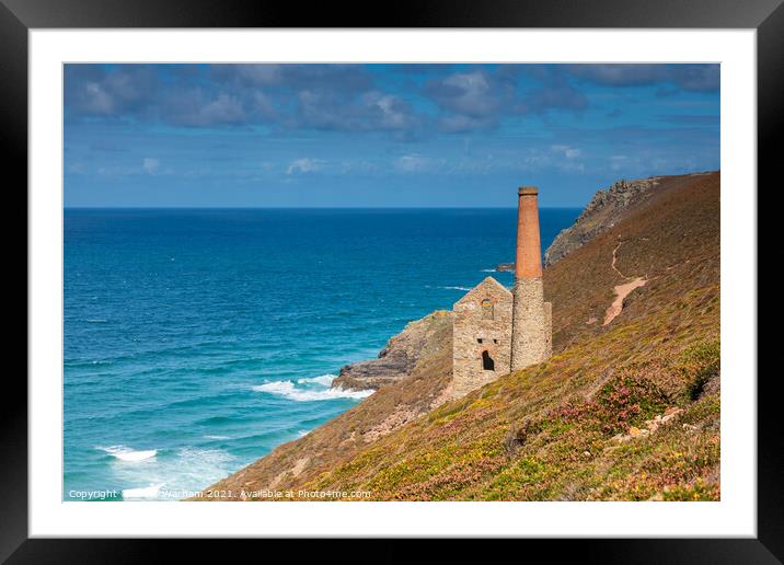 Tin mine on the cliffs of Cornwall near St Agnes Framed Mounted Print by Chris Warham