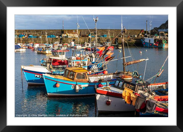 Fishing boats in Mevagissey Harbour Framed Mounted Print by Chris Warham