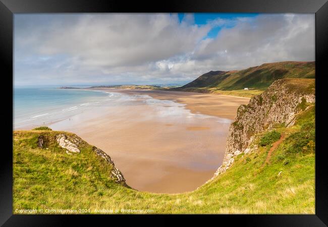 Rhossili Beach on the Gower peninsular in South Wales Framed Print by Chris Warham