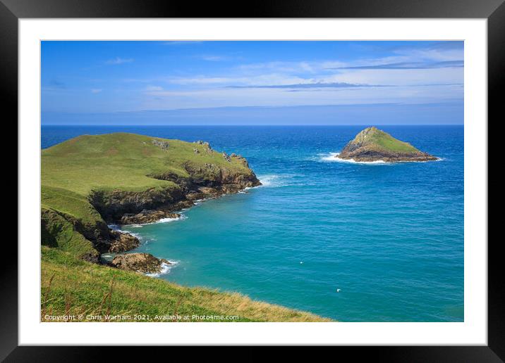 The rumps and The Mouls island near Polzeath. Framed Mounted Print by Chris Warham