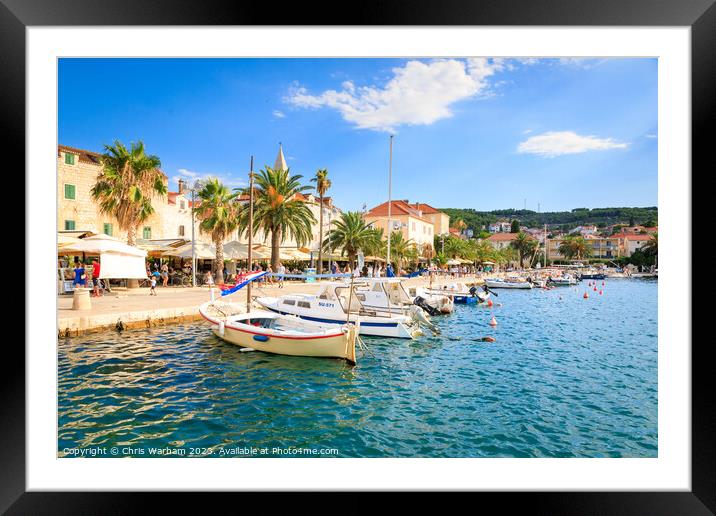 Supetar harbour  on the island of Brac in Croatia in afternoon s Framed Mounted Print by Chris Warham