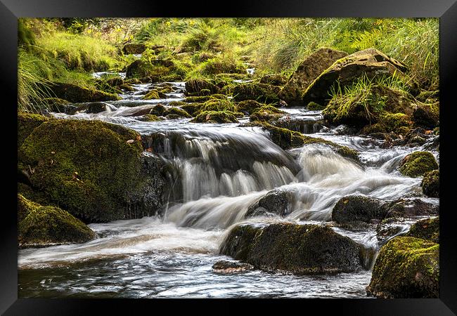  Goyt valley river splashing over rocks  Framed Print by Chris Warham