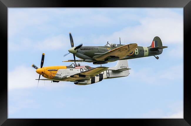  Spitfire and Mustang - Brothers in arms in WW2 Framed Print by Chris Warham