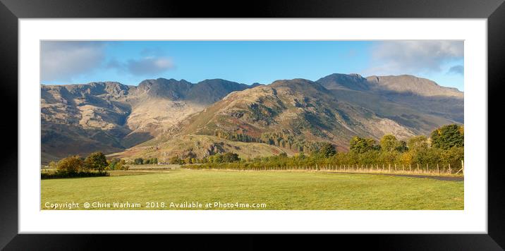 Lake District - the path to Bowfell from Langdale Framed Mounted Print by Chris Warham