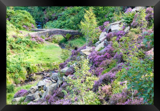 Goyt Valley packhorse bridge - Peak District Framed Print by Chris Warham