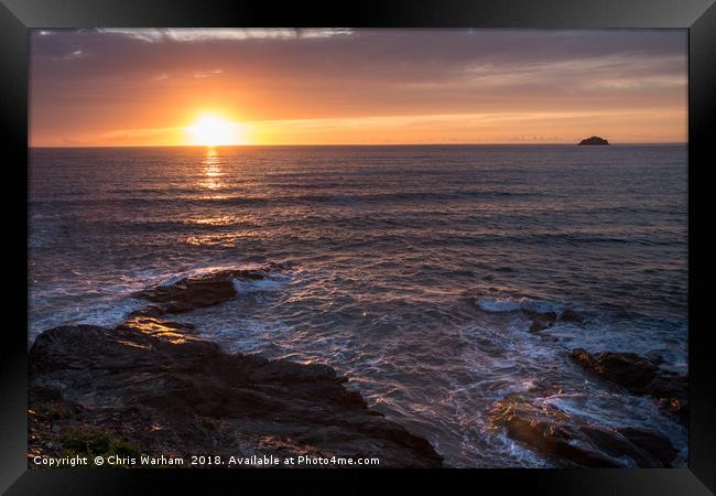 Polzeath Sunset Framed Print by Chris Warham