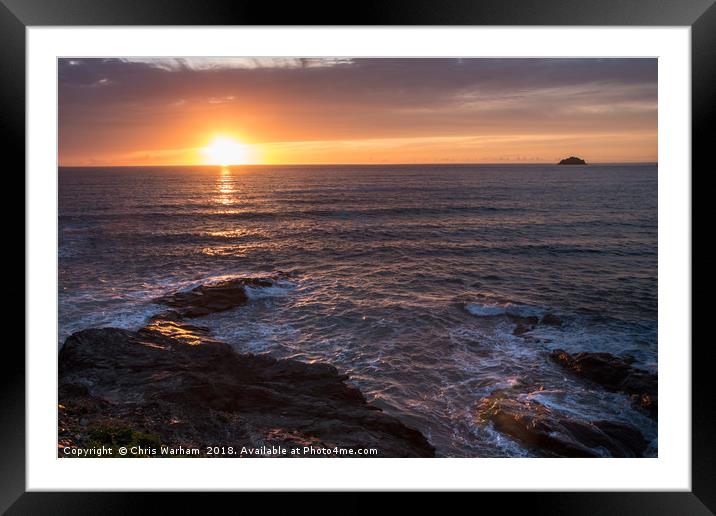 Polzeath Sunset Framed Mounted Print by Chris Warham