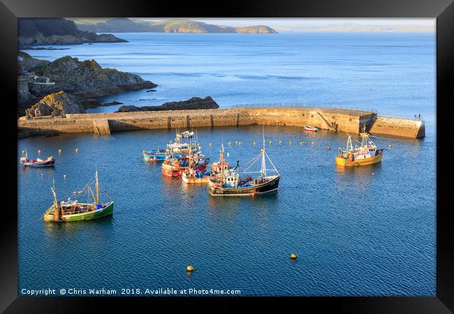 Mevagissey outer harbour Framed Print by Chris Warham