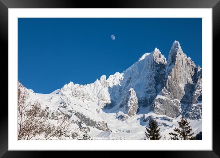 The moon above the French Alps Framed Mounted Print by Chris Warham