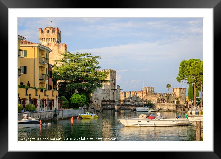 Sirmione on Lake Garda - castle and harbour Framed Mounted Print by Chris Warham